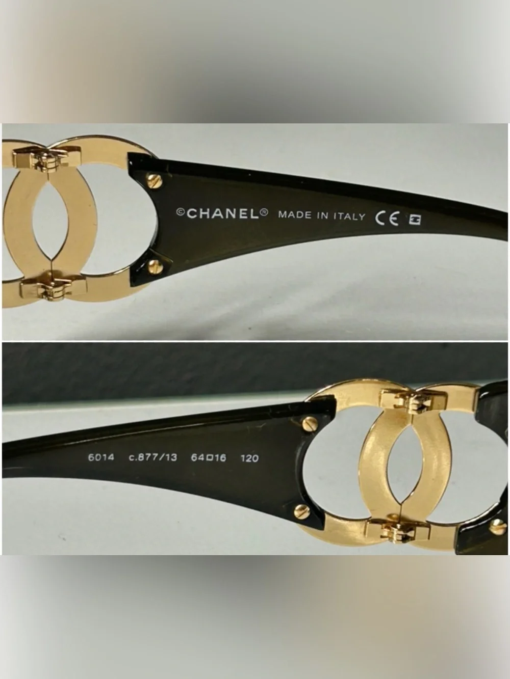 Vintage Chanel Tortoise Shell Acetate Frame w Gold Tone CC logo
